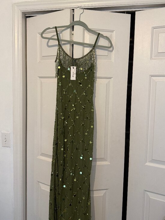 Nasty Gal Dresses & Skirts - NWT Nasty Gal Women's Coin and Tassel Embellished Maxi Dress olive green